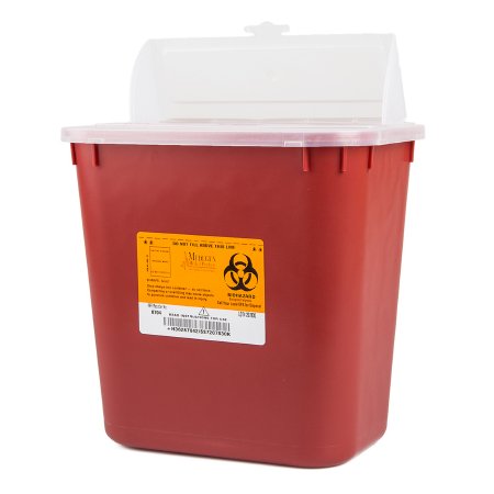 Sharps Container Stackable Sharps® w/Locking Lid Red 9-1/2 H X 10 W X 7 D Inch 2 Gallon Red Base / Translucent Lid Horizontal Entry Hinged Snap On Lid (1/EA 24/CS) by Medegen Medical Products LLC  ID 8704